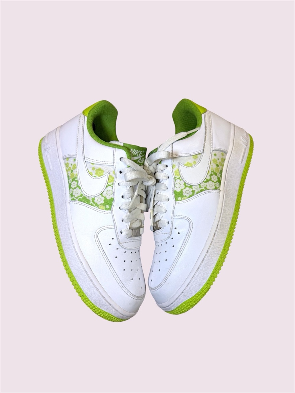 Nike Air Force 1 Low Womens Size 8 White Citron Lime Green Floral Y2K 315115-118